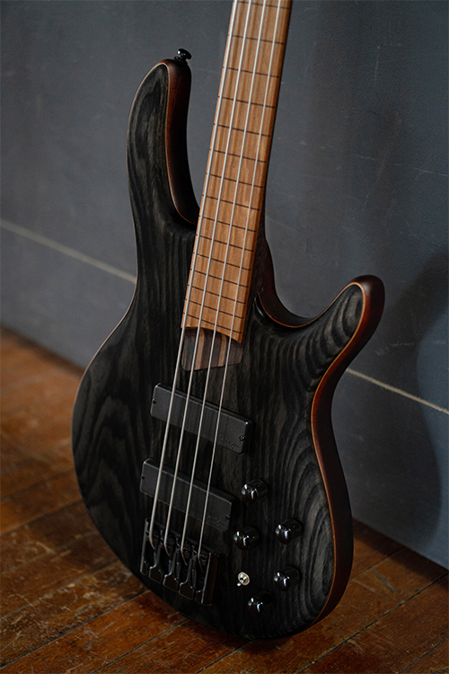 Cort B Element Fretless Bass Guitar Open Pore Trans Black Promenade