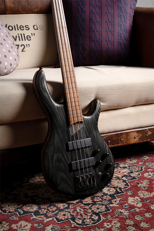 Cort B Element Fretless Bass Guitar Open Pore Trans Black Promenade